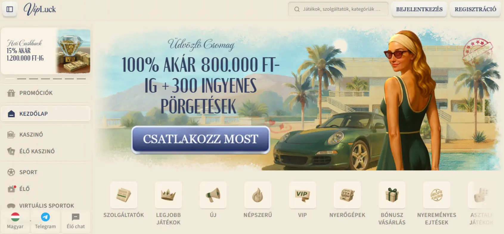 VipLuck Casino Screen